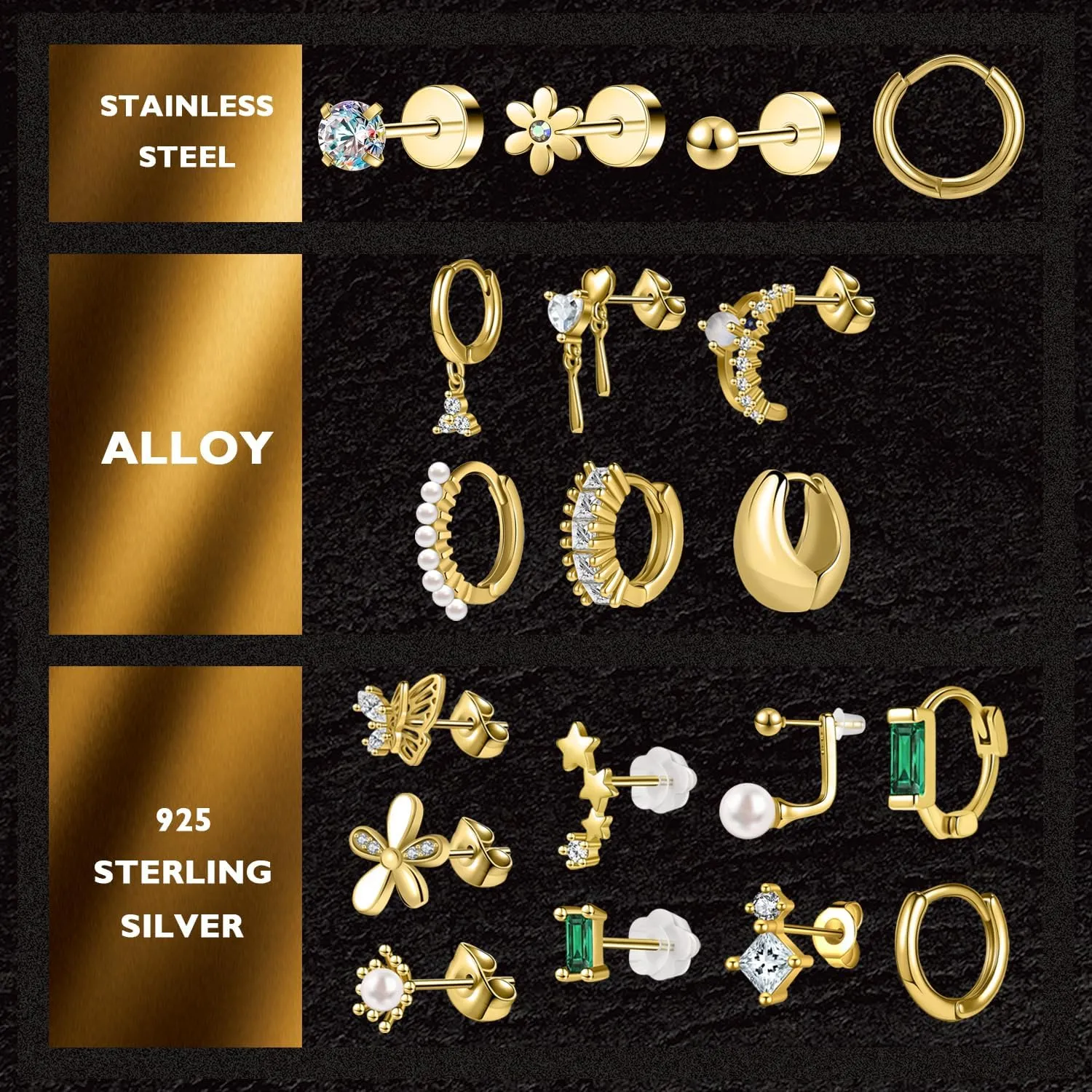 14K Gold Plated Hoop Earrings Dainty Gold Flat Back Earring for Women Chunky Hoops Hypoallergenic Cartilage Pearl Stud for Women Jewelry Gift