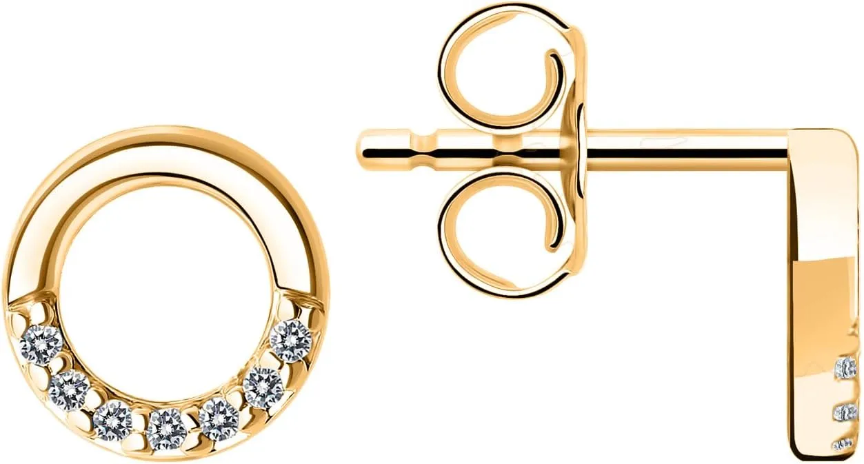 14K Gold Plated Sterling Silver Round Dainty Stud Earrings for Women - Minimalist 925 Stud Earring.