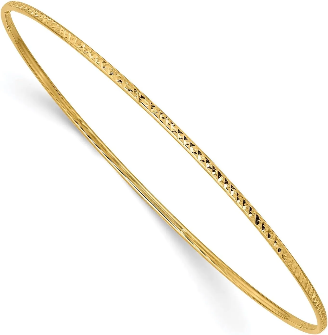 14k Yellow Gold 1.5mm Diamond Cut Slip-on Bangle Bracelet, 8 Inches