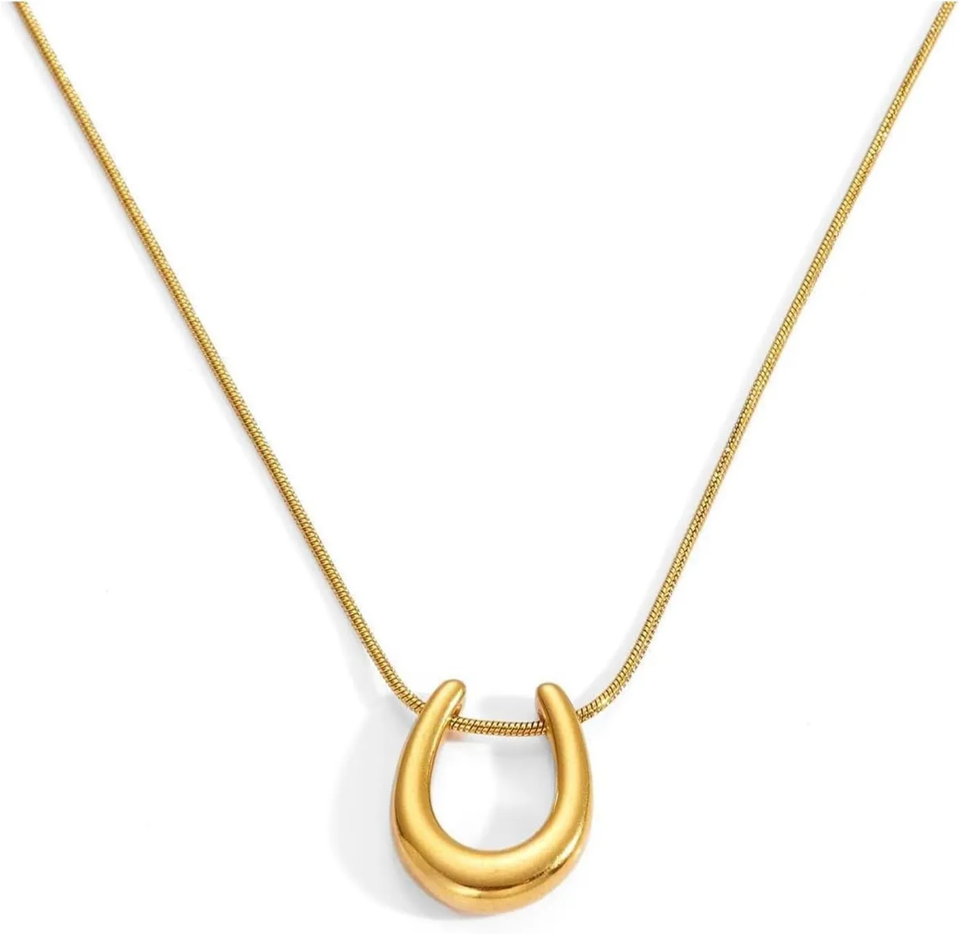 18K Gold Plated Horseshoe Necklace for Women Adjustable Chain Dainty Minimalist Jewelry Lucky Charm Pendant