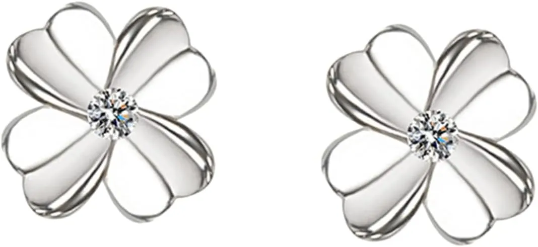 1Pair Shaped Ear Studs for Women Chic Flower Design Platinum Color Sweet and Delicate Party Earrings Teens and Fashion Lovers