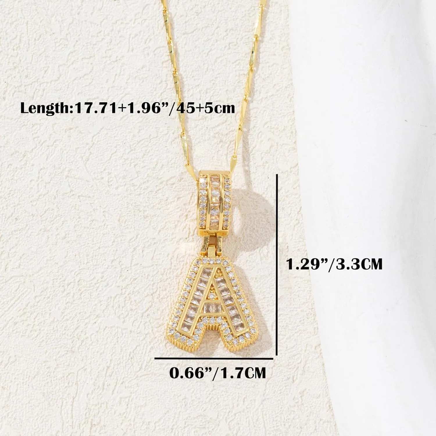 2 Pack Initial Letter Pendant with Zircon Stones for Women,Caorcharebs Personalized Alphabet Pendant Initial Necklace,14K Gold Plated Letter Necklaces Gifts for Women