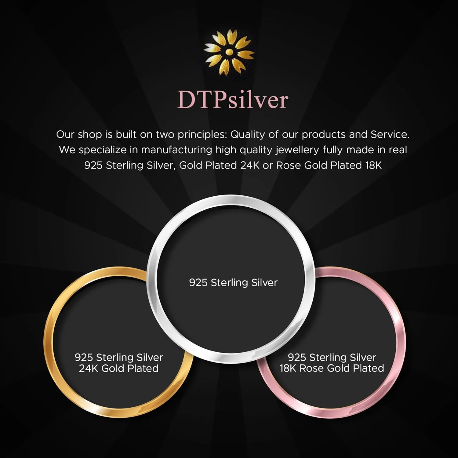 3 PAIRS 925 sterling silver stud earrings for women - tiny stud earrings - 24K Yellow or 18K Rose Gold Plated - small gold stud earrings - earrings studs pack - Diameter: 2, 3, 4, 5, 6 mm