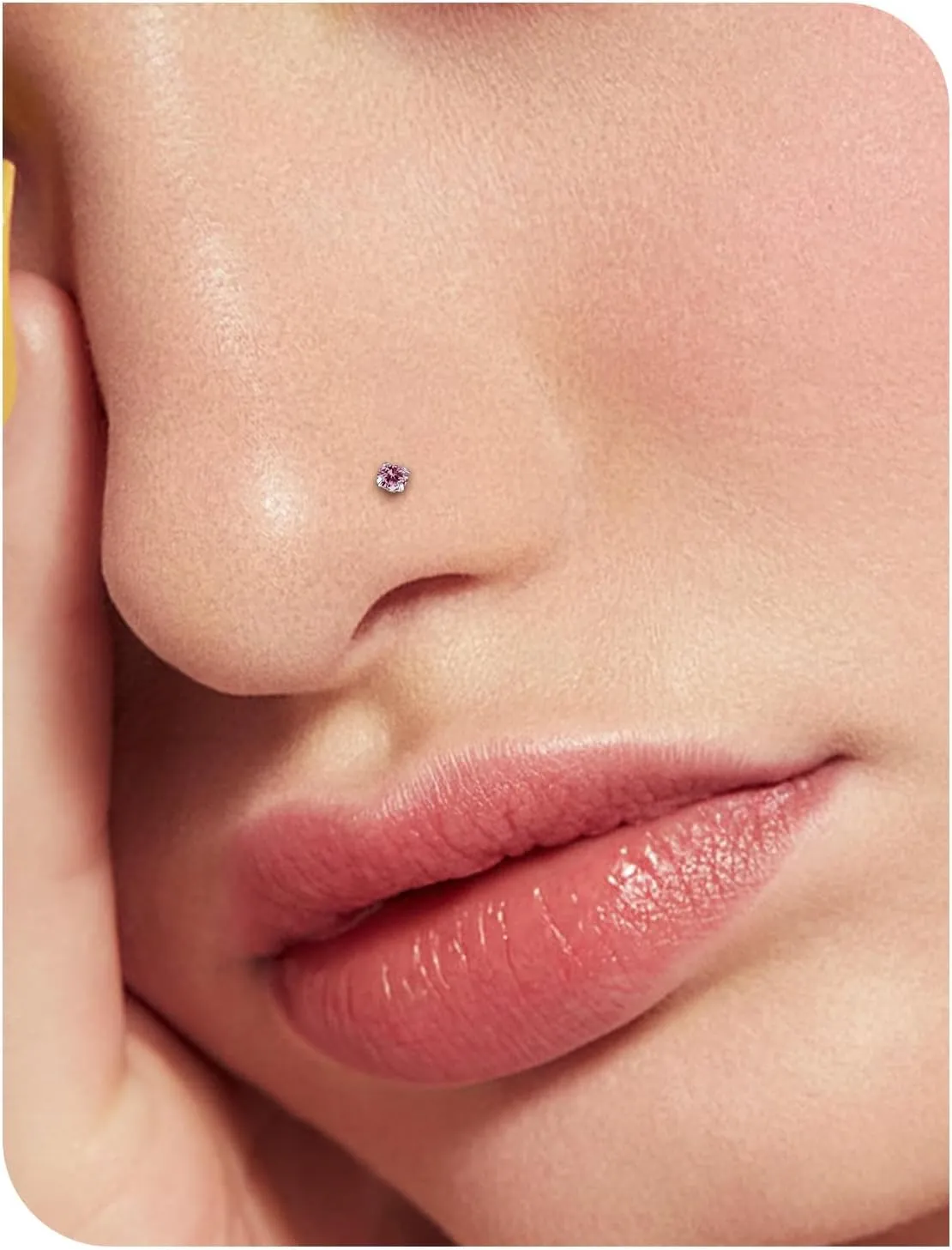 3 Pcs 20G ASTM F136 Titanium Nose Rings Studs for Women G23 Titanium Nose Rings Diamond CZ Nose Studs L Shaped Nose Nostril Piercing Jewelry Hypoallergenic