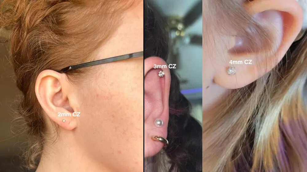 3Pairs CZ Stud Flat Screw Back Earrings for Women Multiple Piercing,Dainty Flatback Cubic Zirconia Cartilage Earring Stud,Helix Tragus Conch Piercing Jewelry (2mm/3mm/4mm Silver, White CZ)