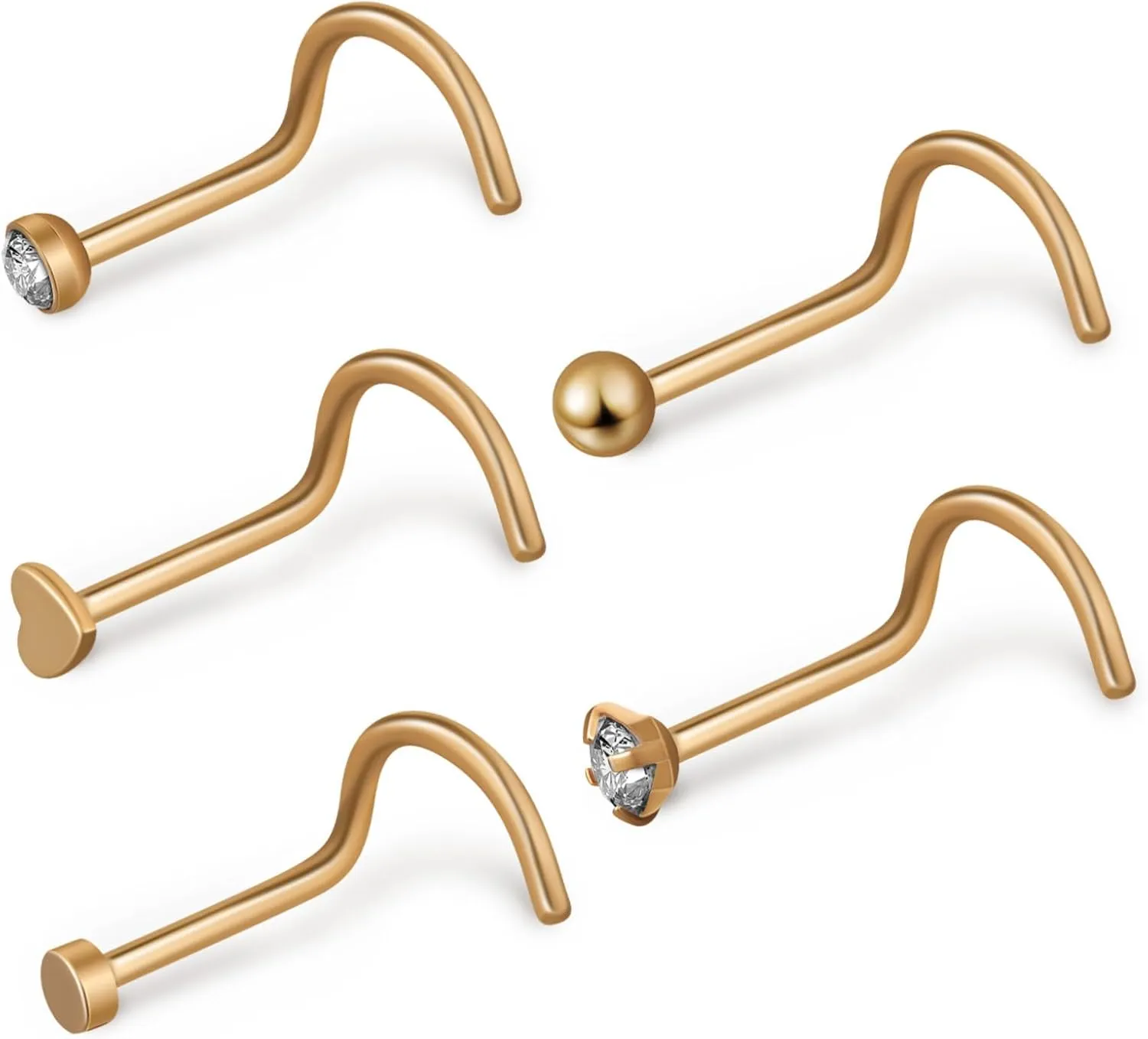 5pcs Nose Studs for Women Stylish Nose Rings Jewelry Comfortable Fit Versatile for Daily Wear Parties and Special Occasions
