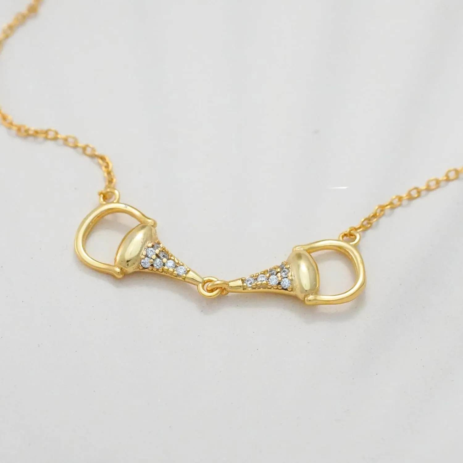 925 Sterling Silver Horse Necklace. Horsebit & Stirrup Pendant Necklaces in Silver, 18K Gold, or Rose Gold Plating. Classy Jewelry Gift for Her