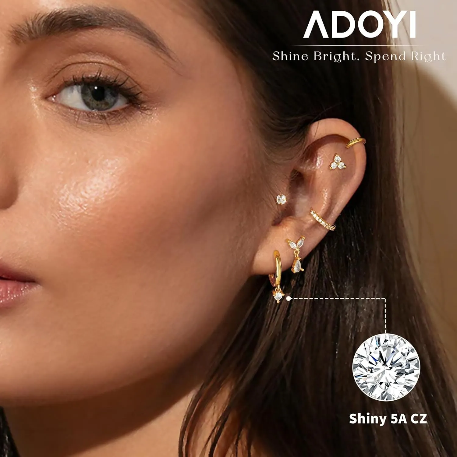 adoyi Hypoallergenic Surgical Steel Earrings for Sensitive Ears 14K Gold Plated Samll Huggie Hoops Earrings Flat Back Studs Stainless Steel Cartilage Earrings for Women Men Multiple Piercing