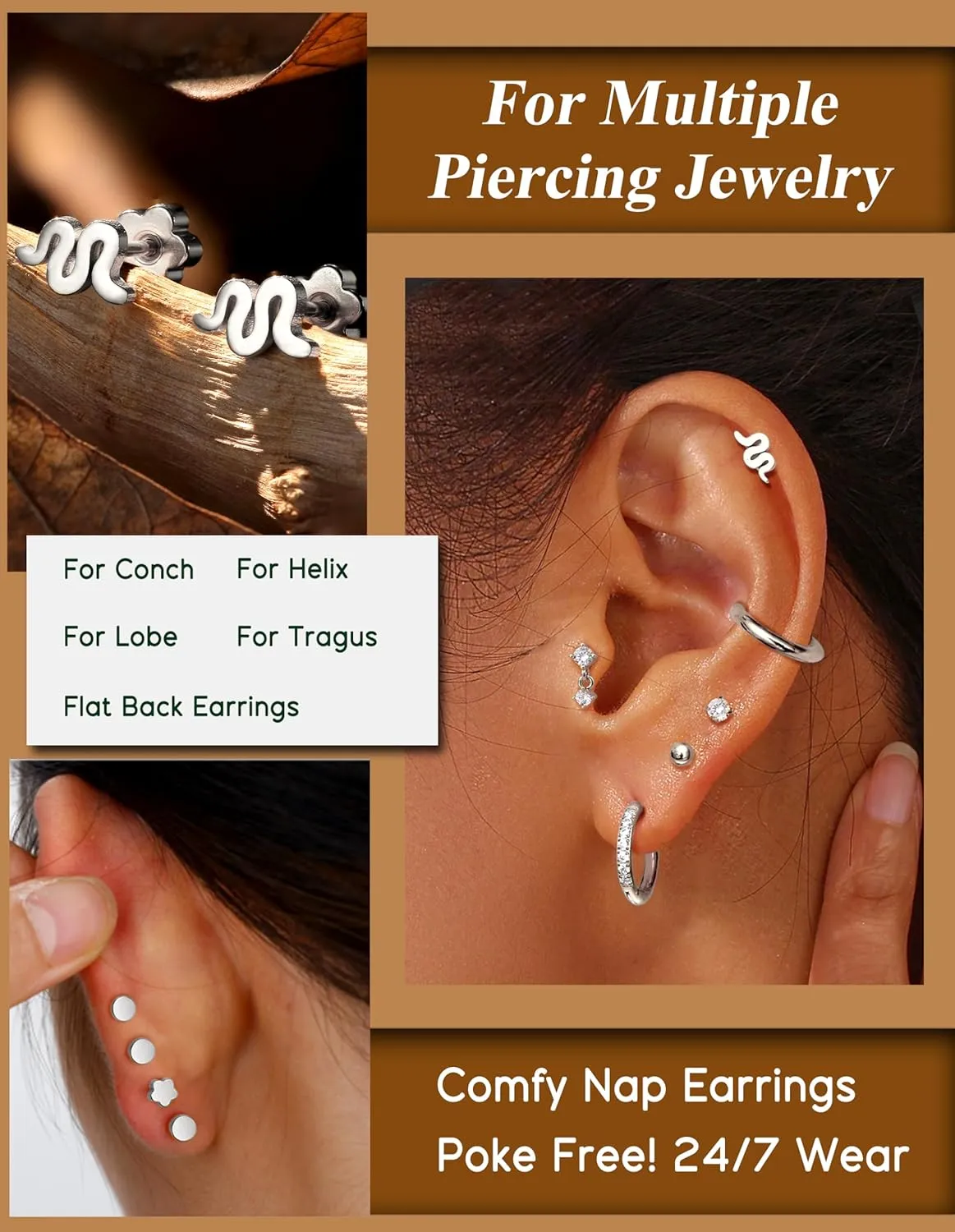 ADRAMATA Hypoallergenic Surgical Steel Earrings for Sensitive Ears 20G Flat Back Earrings for Women Small 316L Stainless Steel Flatback Stud Hoop Cartialge Earring Stacks | Helix Conch Tragus Piercing Jewelry