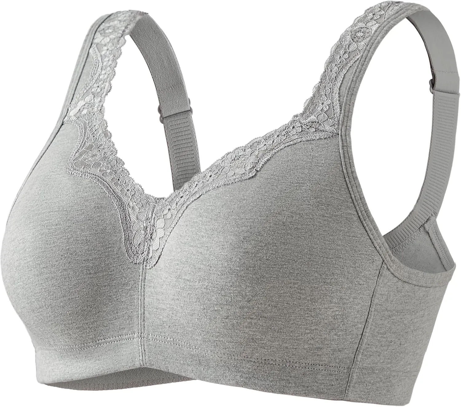 AILIVIN Women's Soft Cotton Lace Wirefree Plus Size Bras Full Coverage Non Padded Bra(34B-44G)