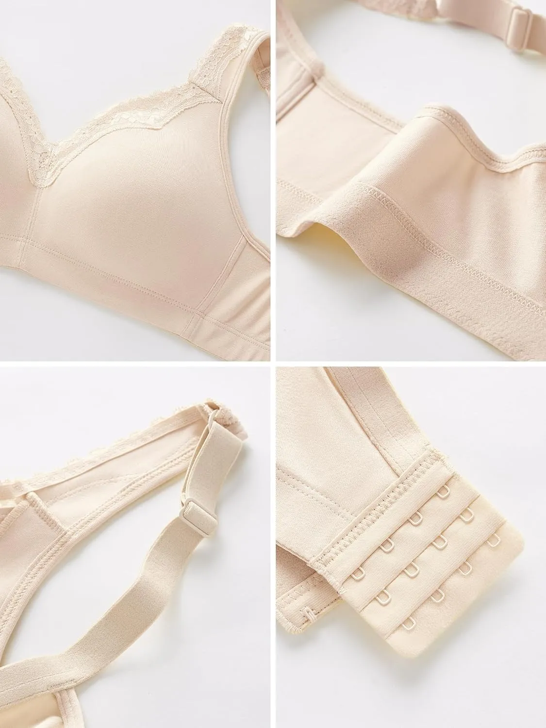 AILIVIN Women's Soft Cotton Lace Wirefree Plus Size Bras Full Coverage Non Padded Bra(34B-44G)