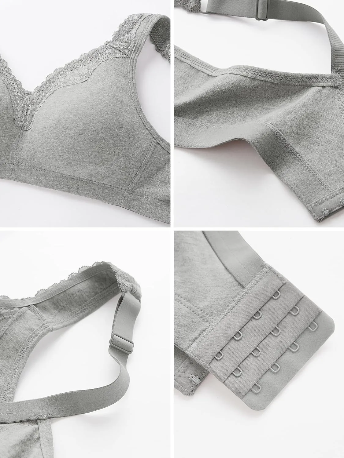 AILIVIN Women's Soft Cotton Lace Wirefree Plus Size Bras Full Coverage Non Padded Bra(34B-44G)