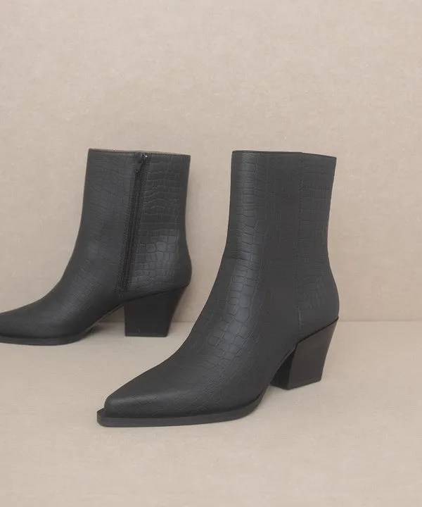 Alligator Print Pointed Toe Fashion Shoes Booties