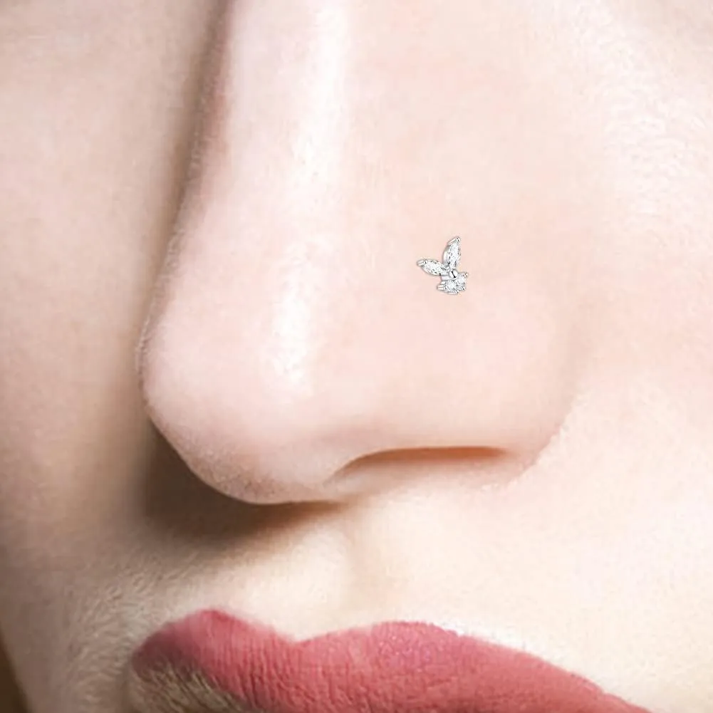 Anicina Nose Rings - 18G Hoops & Studs Piercing Kit - Surgical Steel - L Shape - CZ Heart & Moon Piercings - Silver, Gold, Rose Gold