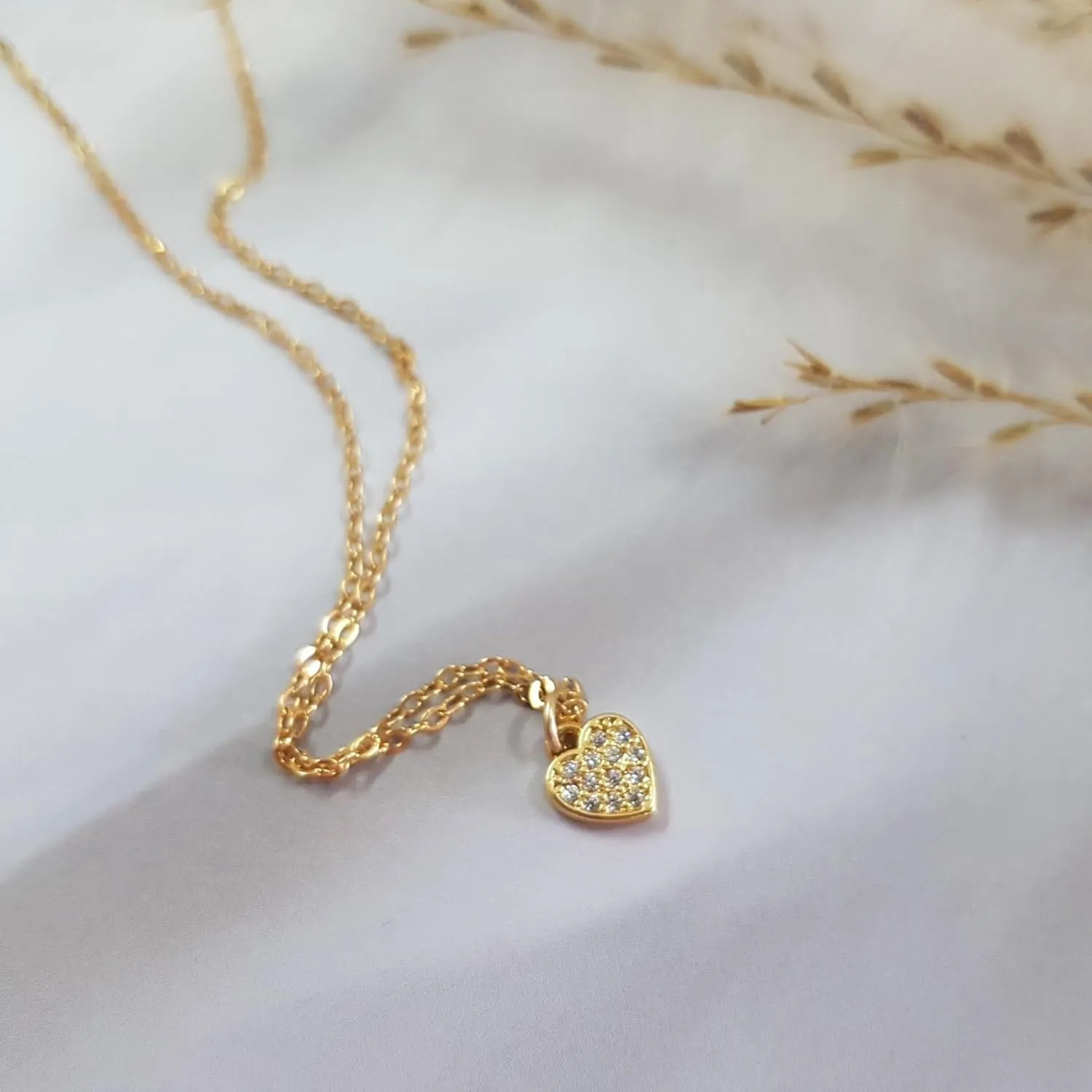 Annika Bella Dainty Gold Heart Necklaces, Cubic Zirconia Charm Necklace, Hypoallergenic Jewelry for Women, Anniversary/Valentine's Gift for Girlfriend