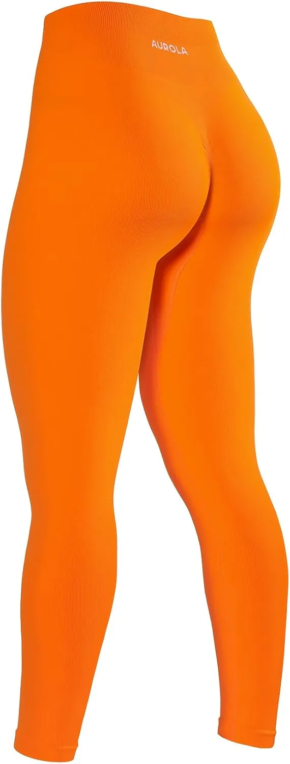 AUROLA Power Workout Leggings for Women Tummy Control Squat Proof Ribbed Thick Seamless Scrunch Active Pants