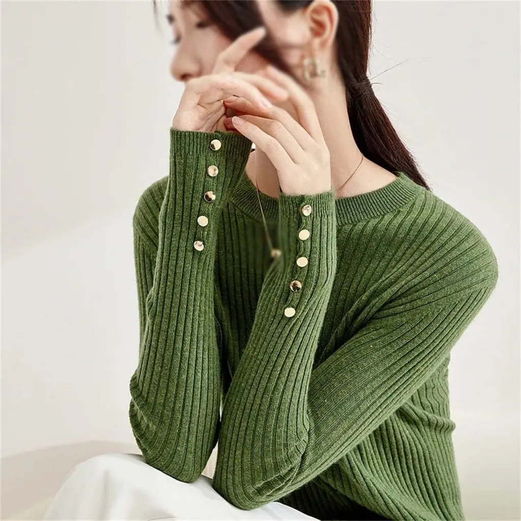 Basic Autumn and Winter Sweater Women's Soft Knit Top Round Neck Knit Sweater Pullover(Gray,X-Large)