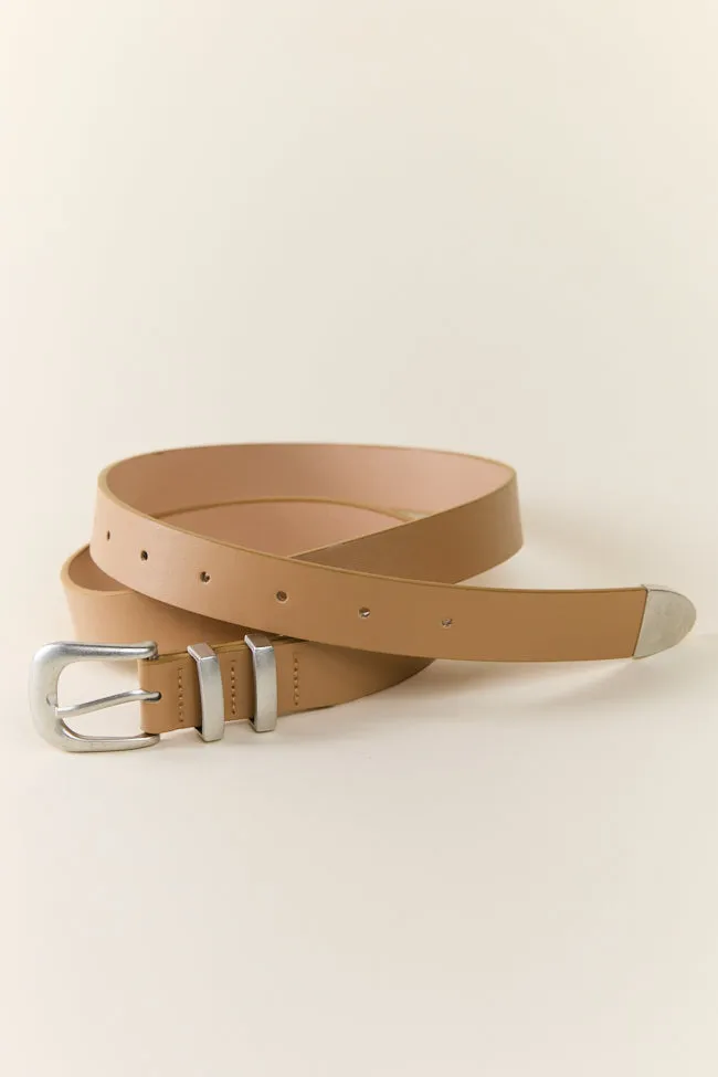 Basic Silver Buckle Tan Belt
