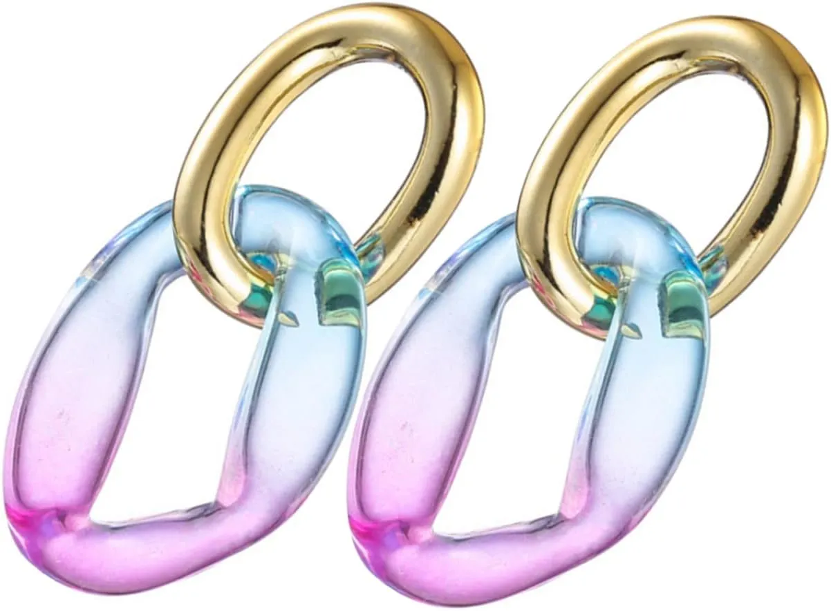 BESPORTBLE Elegant Contrast Earrings Light Weight Resin Dangle Loop Earrings for Women Daily Accessory