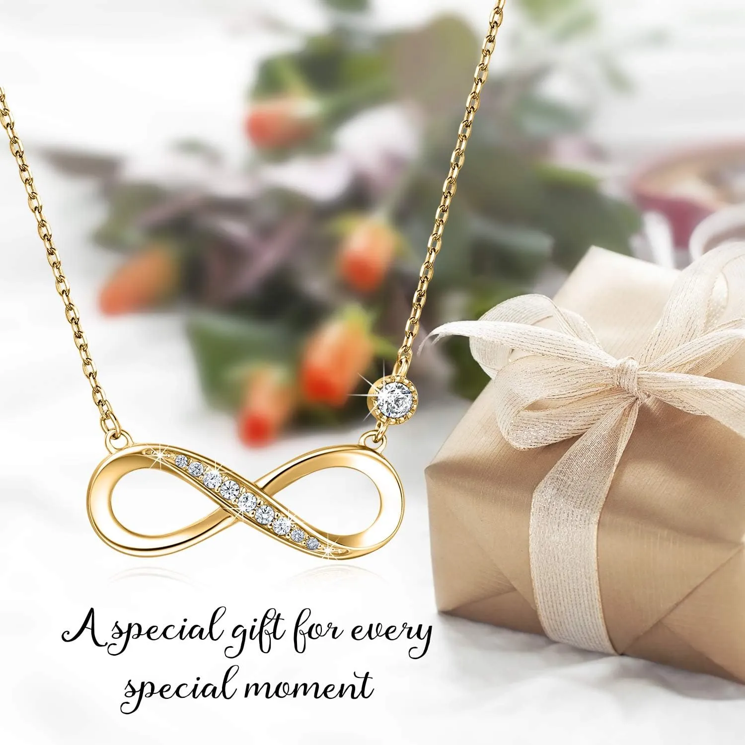 Billie Bijoux Infinity Necklaces 925 Sterling Silver Necklace Love Pendant White Gold Plated Women Necklace Gifts for for Women