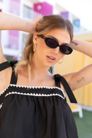 Black Oval Framed Sunglasses FINAL SALE