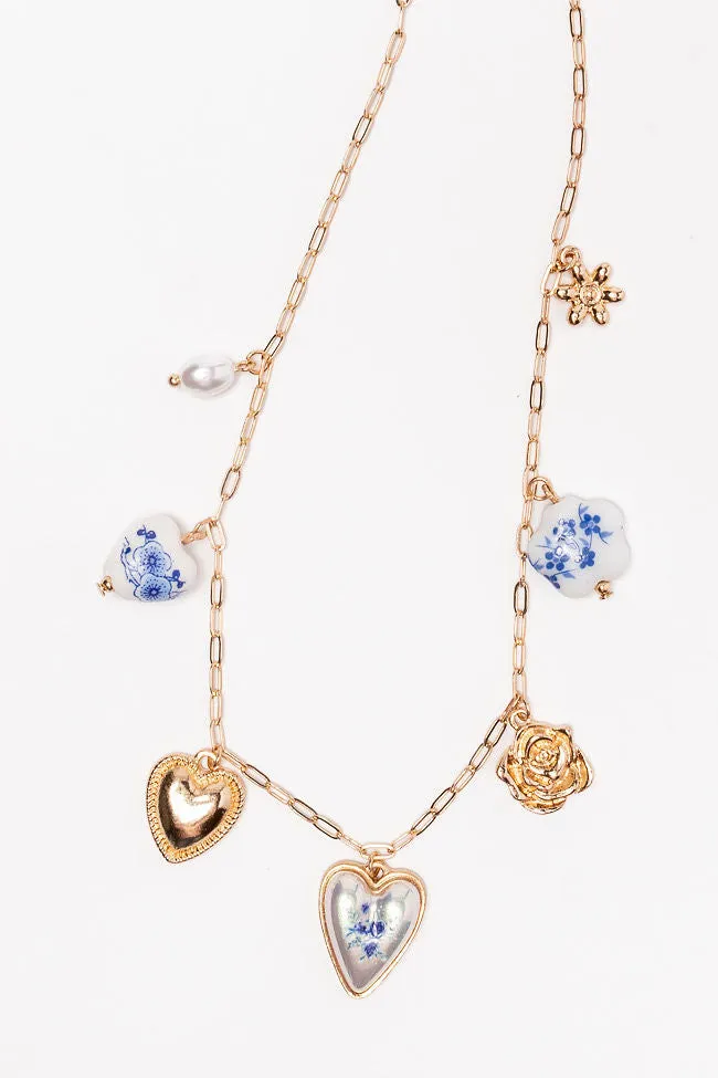 Blue Heart Charm Necklace