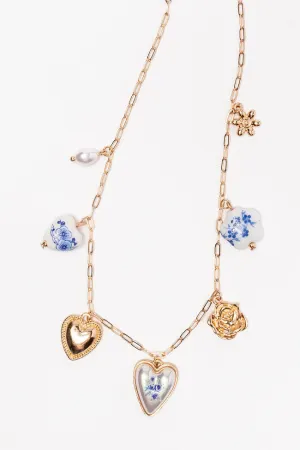 Blue Heart Charm Necklace