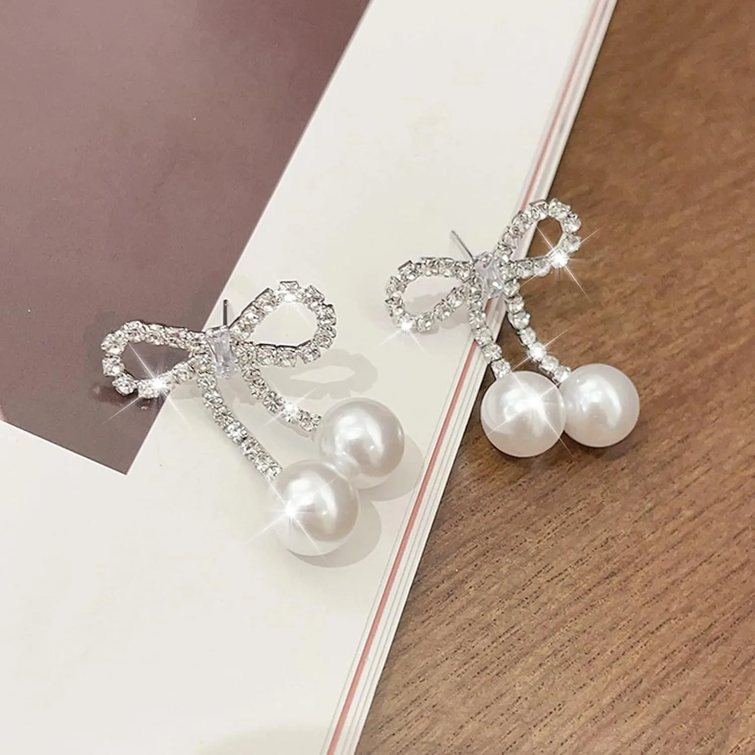 Bow Earrings for Women Trendy Stuff Cute Bow Pearl Drop Dangle Earrings Bowknot Stud Wedding Party Daily Jewelry Accessory Gifts