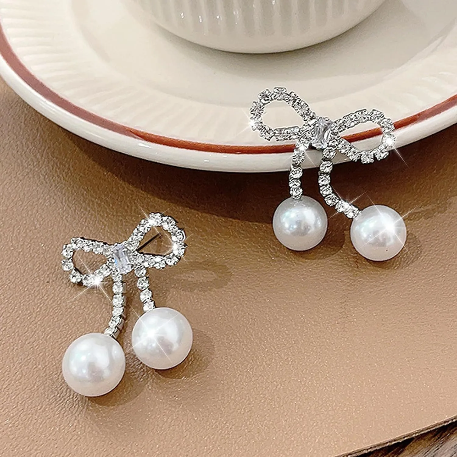 Bow Earrings for Women Trendy Stuff Cute Bow Pearl Drop Dangle Earrings Bowknot Stud Wedding Party Daily Jewelry Accessory Gifts