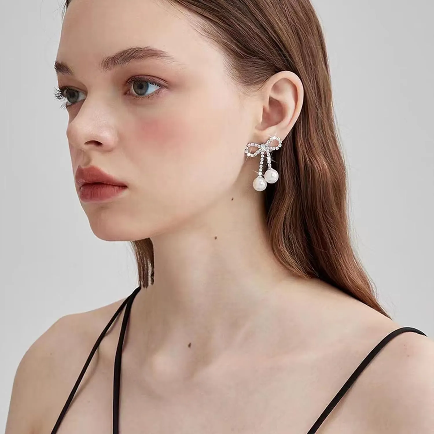 Bow Earrings for Women Trendy Stuff Cute Bow Pearl Drop Dangle Earrings Bowknot Stud Wedding Party Daily Jewelry Accessory Gifts