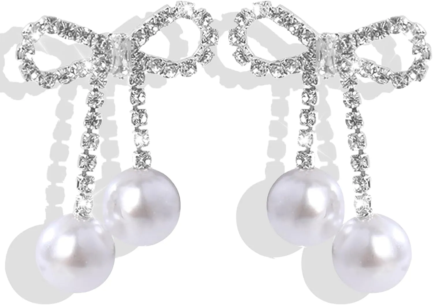 Bow Earrings for Women Trendy Stuff Cute Bow Pearl Drop Dangle Earrings Bowknot Stud Wedding Party Daily Jewelry Accessory Gifts