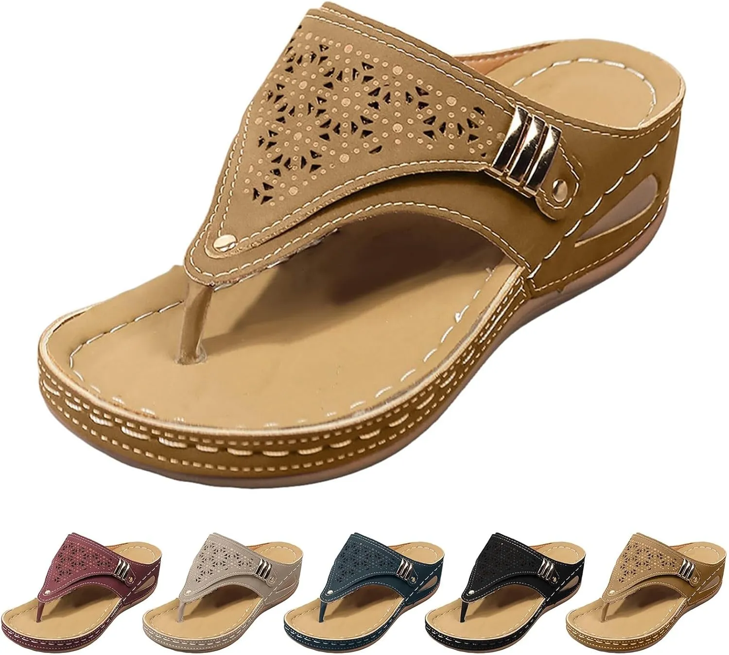 Breathable Mesh Sports Sandals for Women, Women Dressy Comfortable Orthopedic Sandals with Arch Support Slip On Thong Sandal Casual Hollow Out Slide Sandal Summer Shoes