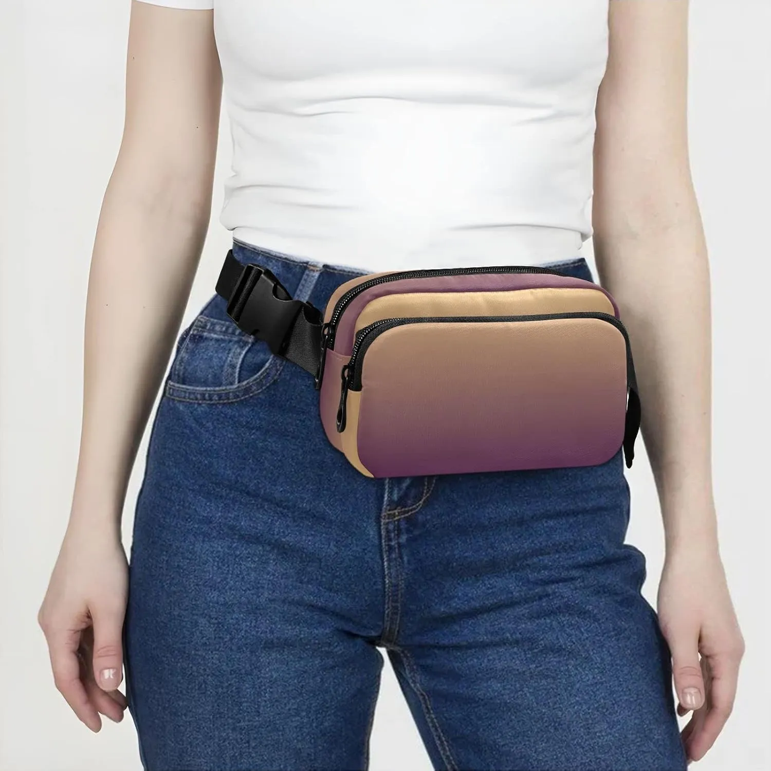 Brown Gradient Fanny Packs for Women Men Everywhere Belt Bag Fanny Pack Crossbody Bags for Women Fashion Waist Packs with Adjustable Strap Bum Bag for Travel Shopping Workout Cycling