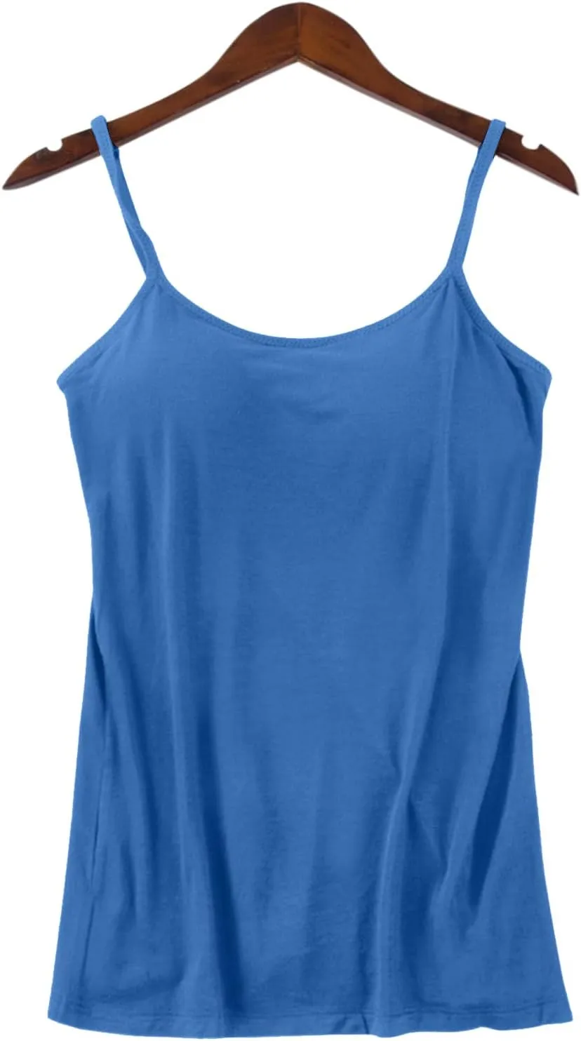 Camisole Tops for Women Built in Bra Adjustable Spaghetti Strap Workout Yoga Shirts Basic Shelf Bra Tank Tops