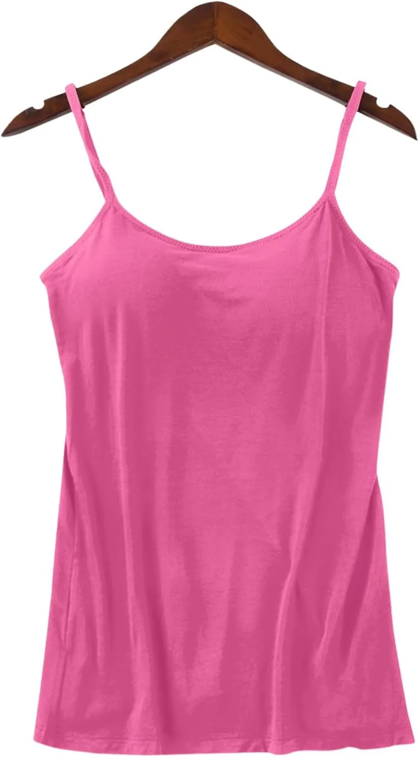 Camisole Tops for Women Built in Bra Adjustable Spaghetti Strap Workout Yoga Shirts Basic Shelf Bra Tank Tops