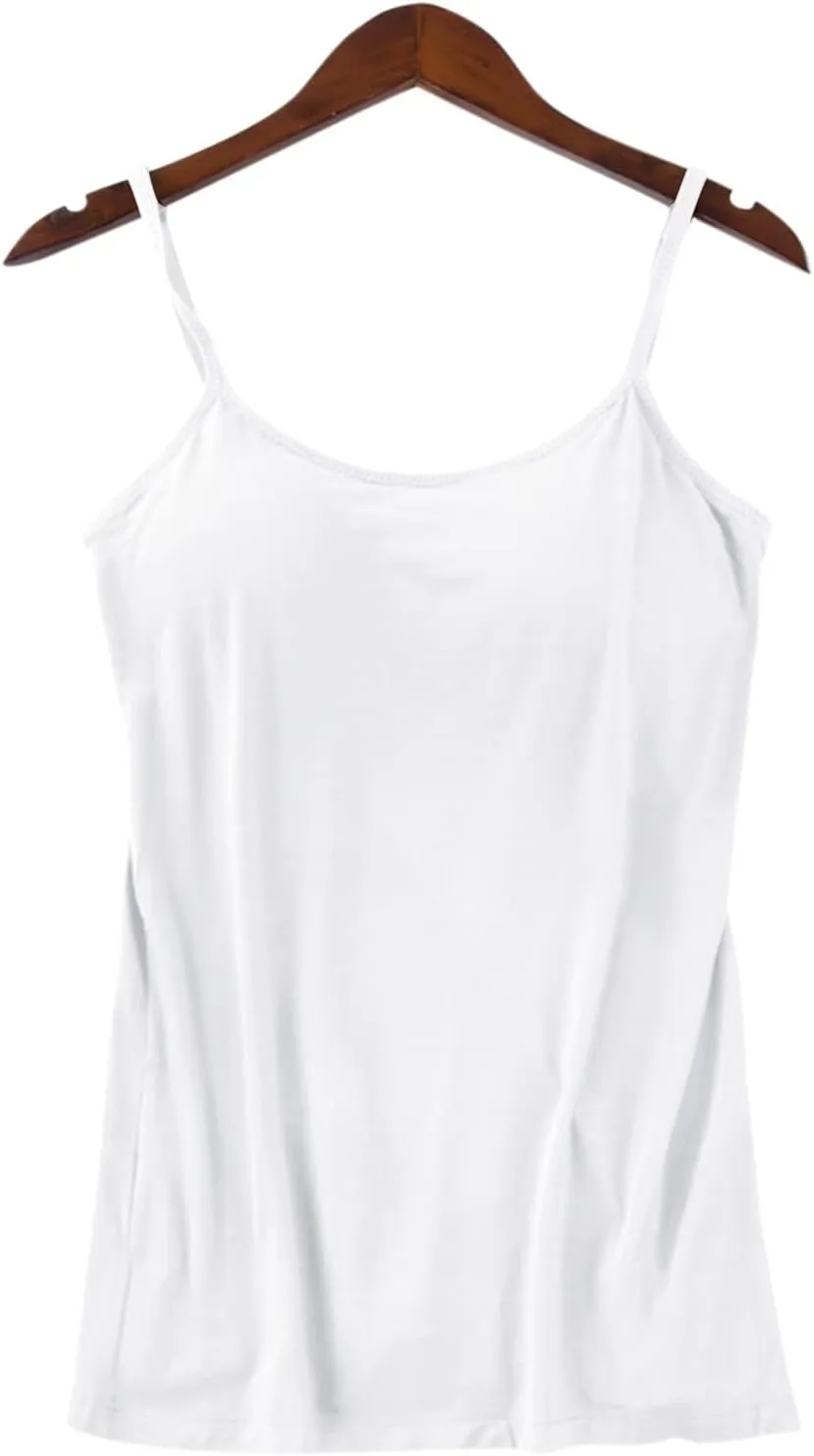 Camisole Tops for Women Built in Bra Adjustable Spaghetti Strap Workout Yoga Shirts Basic Shelf Bra Tank Tops