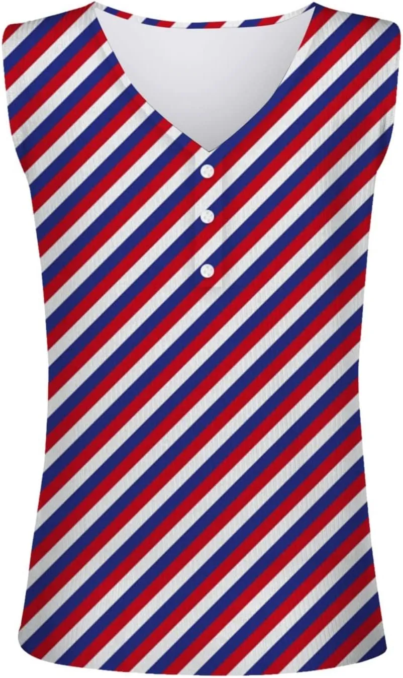 Camisole Women's V Neck Tank Tops Summer Sleeveless Ribbed Button Casual Henley Shirts Fashion Printing T Shirts
