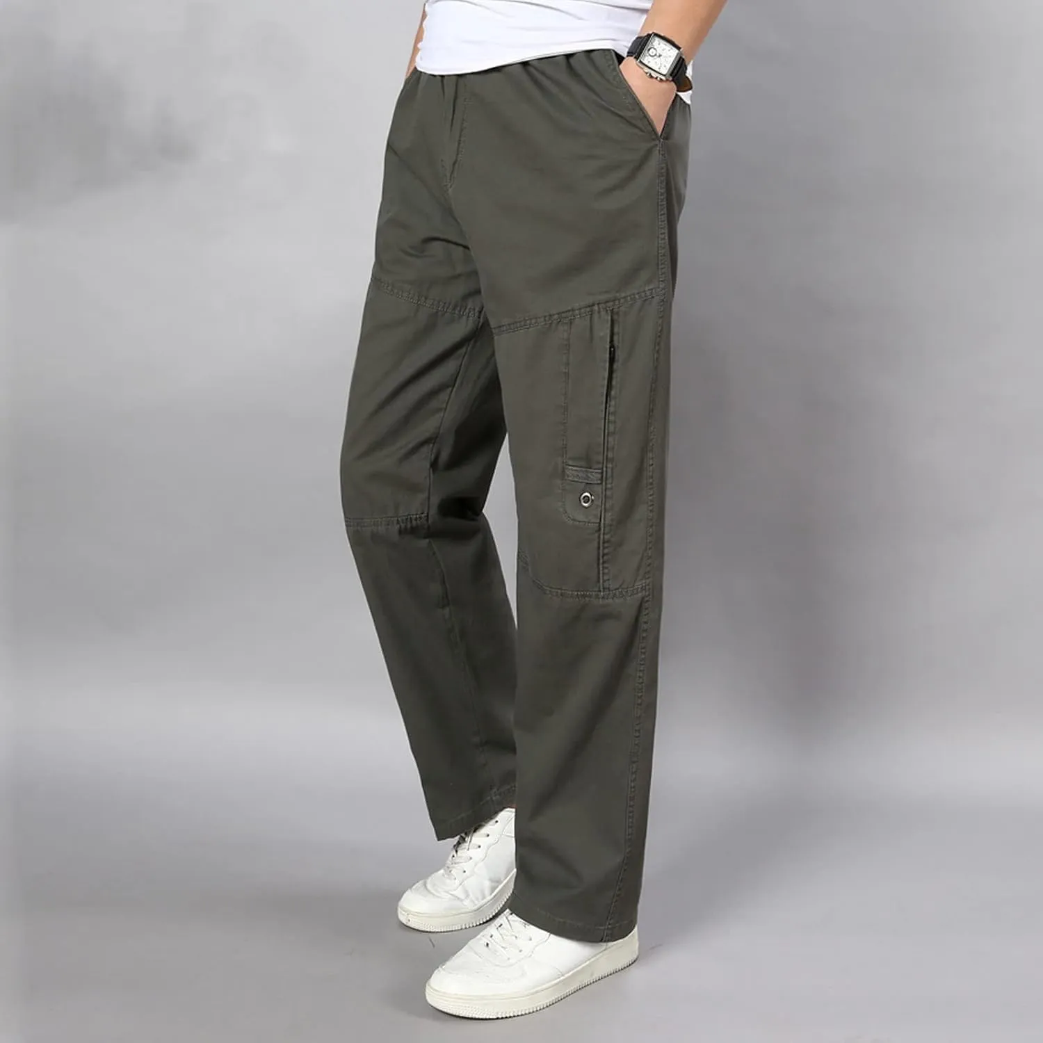 Cargo Pants for Men Relaxed Fit Sweatpants Gym Training Workout Pants Slim Fit with Zipper Pockets Men's Golf Joggers