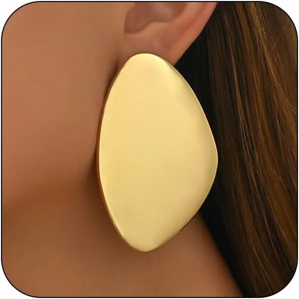 Chunky Gold Statement Earrings for Women Large Irregular Geometric Drop Dangle Earrings Big Silver Earring Lightweight Hypoallergenic Trenty Chunky Gold Jewelry