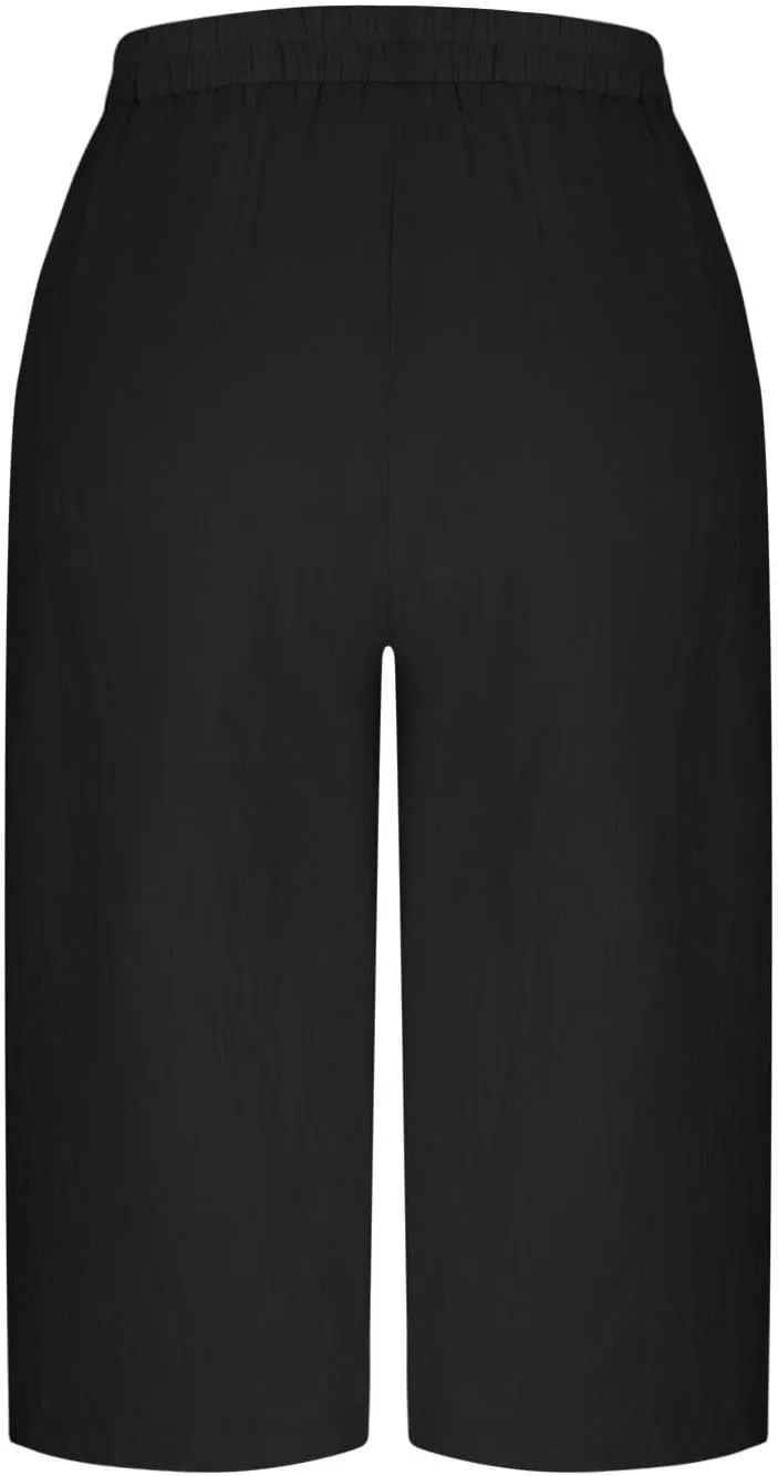 Cotton Linen Cropped Pants Women 3/4 Length Trousers Solid Wide Leg Capri Pant Summer Breathable Trouser Baggy Capris