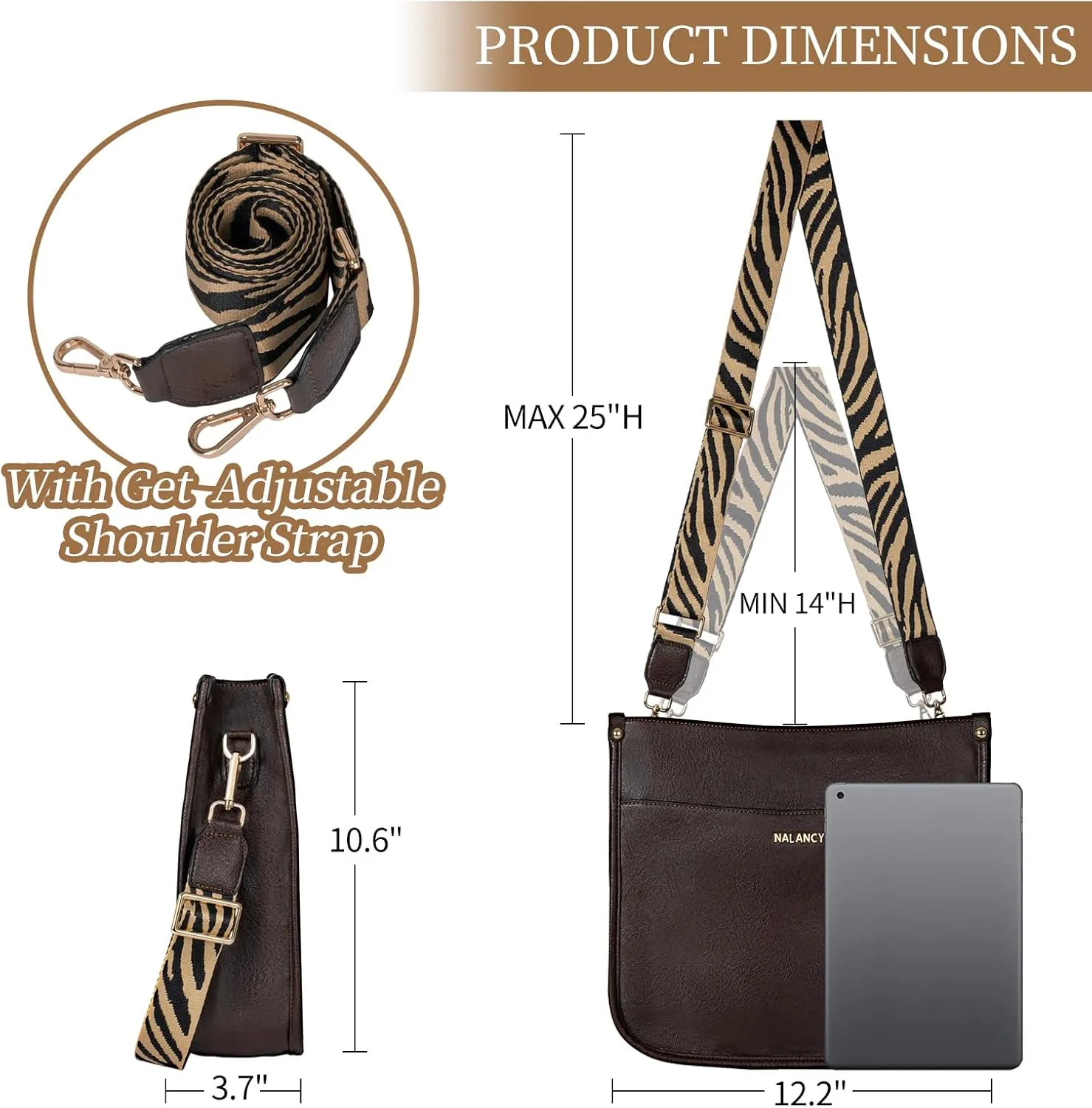 Crossbody Bags for Women Vegan Leather Hobo Handbag Fashion Shoulder Purses with Adjustable Strap