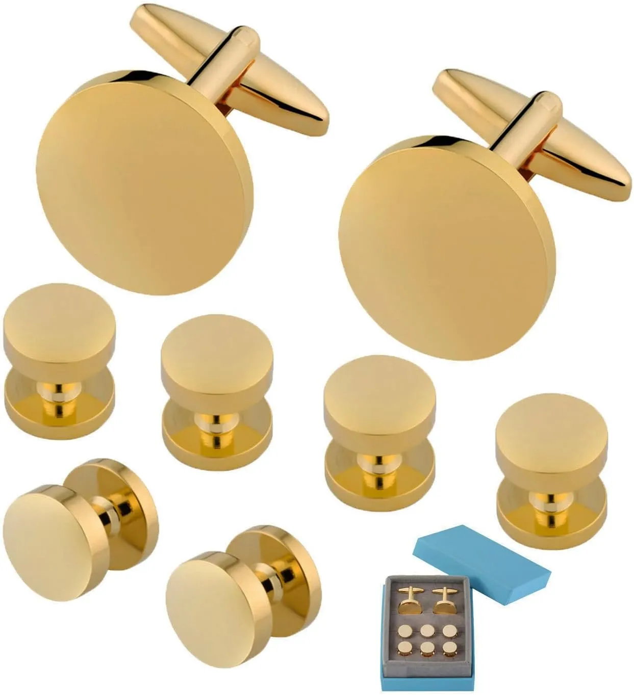 Cufflinks for men Tuxedo Shirt Studs Set Box Silver Gold Cuff links mens Jewelry Gift