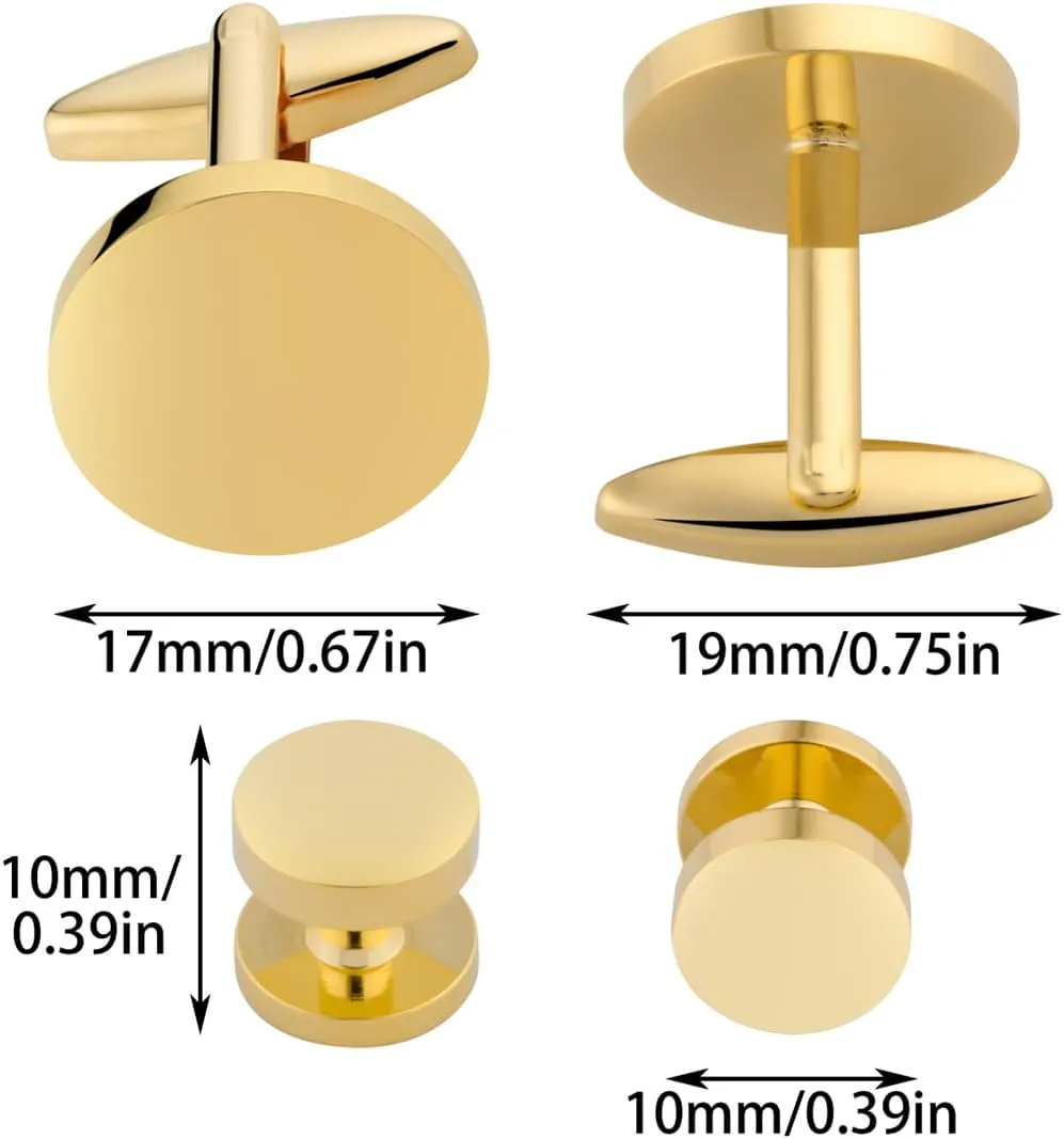 Cufflinks for men Tuxedo Shirt Studs Set Box Silver Gold Cuff links mens Jewelry Gift