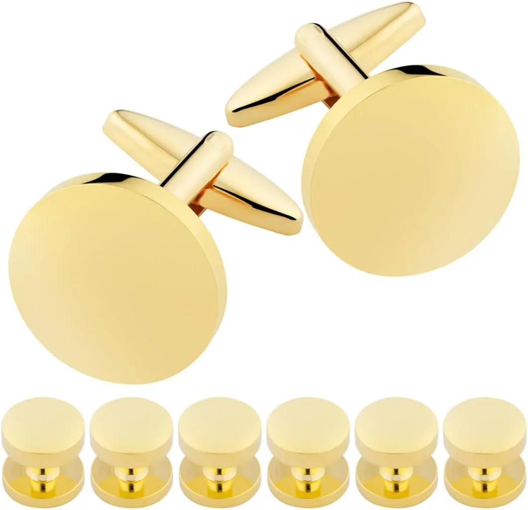 Cufflinks for men Tuxedo Shirt Studs Set Box Silver Gold Cuff links mens Jewelry Gift