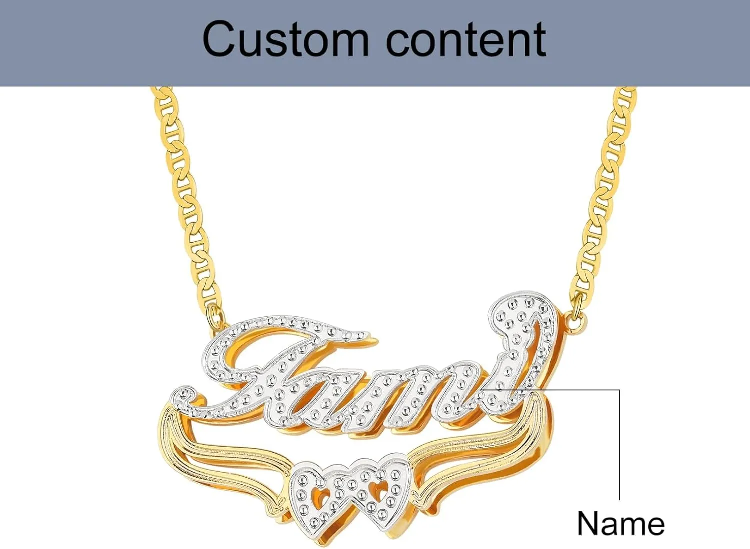 Custom Double Plated Name Necklace Personalized 18K Gold Plated Nameplate Necklace Dainty Name Plate Necklace Jewelry Gift for Women