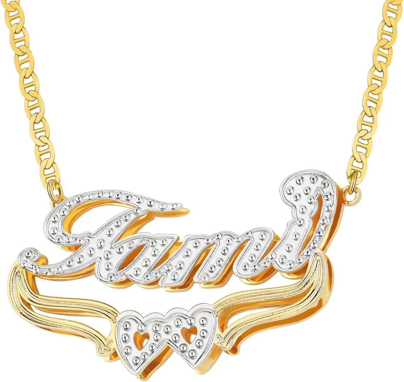 Custom Double Plated Name Necklace Personalized 18K Gold Plated Nameplate Necklace Dainty Name Plate Necklace Jewelry Gift for Women