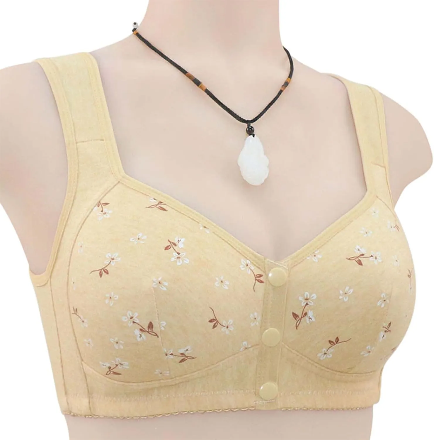 Daisy Bras for Older Women Front Closure Push up Bra No Underwire Senior Bra with Snaps 2025 Upgraded Breathable Cotton Bras