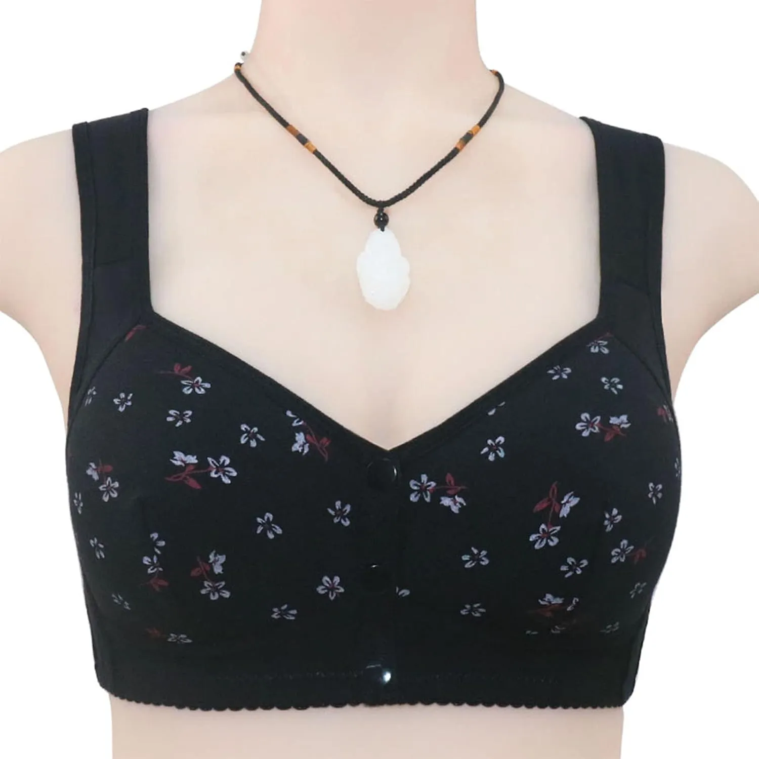 Daisy Bras for Older Women Front Closure Push up Bra No Underwire Senior Bra with Snaps 2025 Upgraded Breathable Cotton Bras