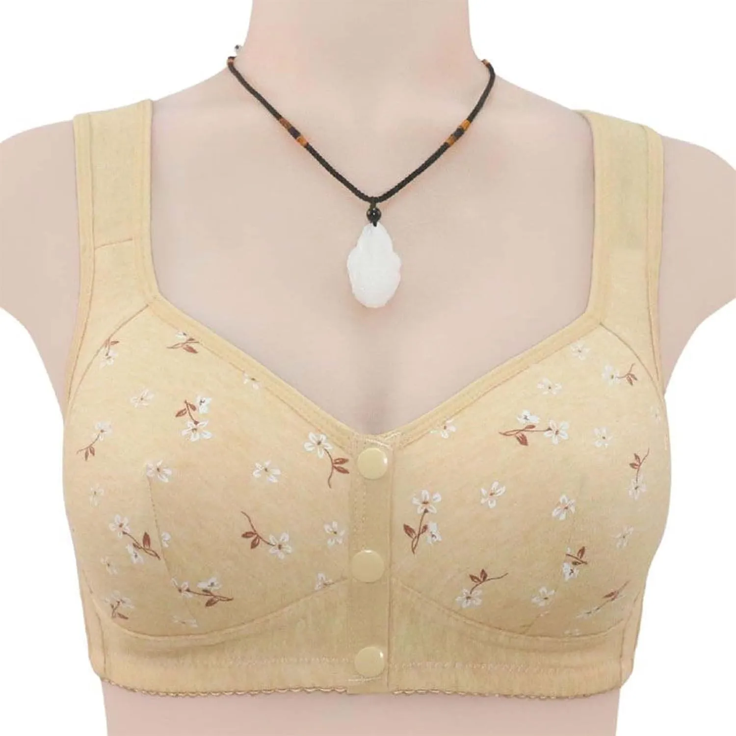 Daisy Bras for Older Women Front Closure Push up Bra No Underwire Senior Bra with Snaps 2025 Upgraded Breathable Cotton Bras