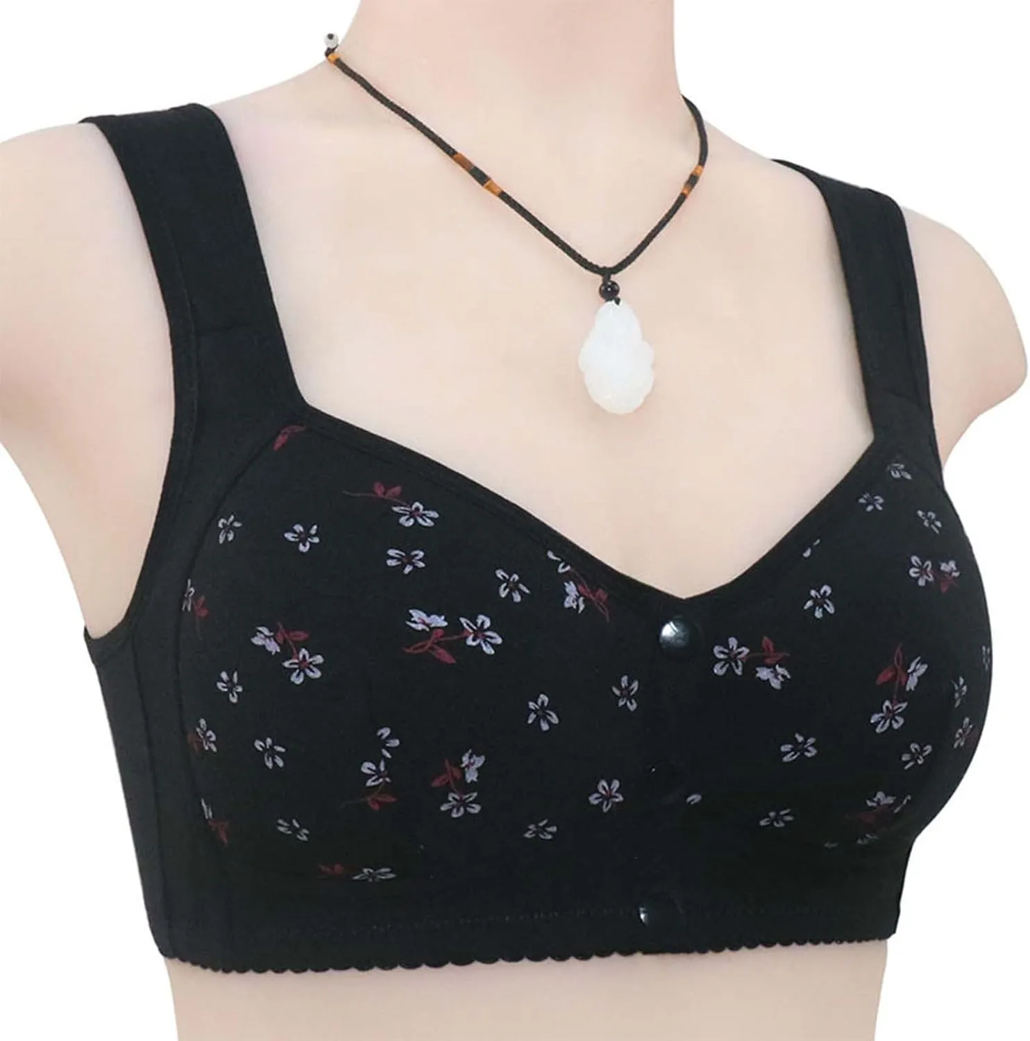Daisy Bras for Older Women Front Closure Push up Bra No Underwire Senior Bra with Snaps 2025 Upgraded Breathable Cotton Bras